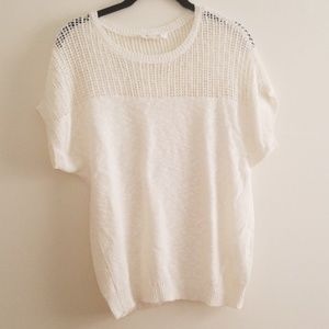 Vince Camuto White Short Sleeve Crochet Sweater XS